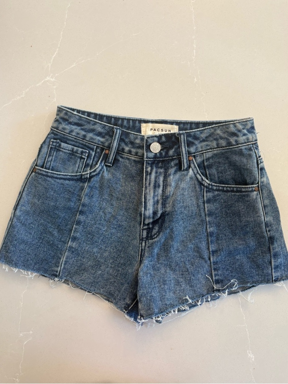 PacSun Dark Blue High-Rise Denim Cutoff Shorts